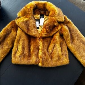 NEW Marciano Faux Fur Jacket in Caramel
